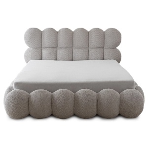 PAT 160X200CM, ARTIM MEBLE, CU SPATIU DE DEPOZITARE, REALIZAT DIN TEXTIL BOUCLE GRI, STIL MODERN - Img 6