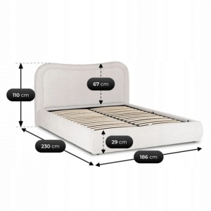 PAT 160X200CM, ARTIM MEBLE, CU SPATIU DE DEPOZITARE, REALIZAT DIN TEXTIL BOUCLE CREM, STIL MODERN - Img 11