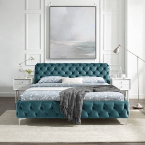 PAT DIN CATIFEA, BAROCK 180X200CM, DE CULOARE ALBASTRU MARIN, COD 41438 - Img 2