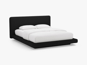 PAT TAPITAT LINEA, 160X200, NEGRU, CU TAPITERIE DIN TEXTIL STRUCTURAT MOLYBDEN, MICADONI