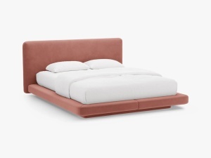 PAT TAPITAT LINEA, 180X200, ROZ, CU TAPITERIE DIN CATIFEA MAGIC VELVET, MICADONI