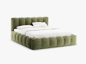 PAT TAPITAT LUPINE, 180X200, VERDE DESCHIS, SOMIERA RABATABILA, CU TAPITERIE DIN TEXTIL CHENILLE LORIS, MICADONI