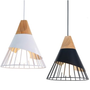 PENDUL METAL SCANDINAV APP224-1CP, 25x28x100 cm, NEGRU SI MARO/NATURAL, DIN LEMN SI METAL, STIL MODERN, TU - Img 5
