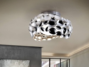 PLAFONIERA NARISA, 32 CM, CROM/OPAL, DIN METAL SI ACRIL, STIL MODERN