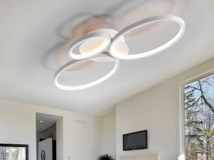 PLAFONIERA SIOS, 82 CM, ALBA, DIN OTEL, ALUMINIU SI SILICON, STIL MODERN