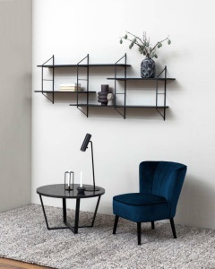 RAFT BELFAST 2, DIN METAL SI LEMN, NEGRU, STIL MODERN B2