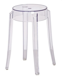 SCAUN ALB TRANSPARENT CHARLES 46, CONFECTIONATA DIN POLICARBONAT, STIL MODERN