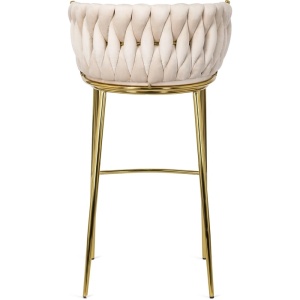 SCAUN BAR, ARTIM MEBLE, REALIZAT DIN CATIFEA SI METAL, CULOARE CREM/AURIU, STIL MODERN - Img 5
