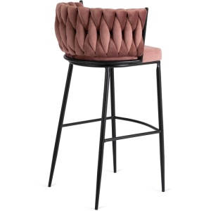 SCAUN BAR, ARTIM MEBLE, REALIZAT DIN CATIFEA SI METAL, CULOARE ROZ/NEGRU, STIL MODERN - Img 3