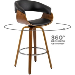 SCAUN BAR ROTATIV, ARTIM MEBLE, REALIZAT DIN PIELE ECO, FURNIR, LEMN SI METAL, CULOARE NUC, NEGRU/NATUR, STIL MODERN - Img 8