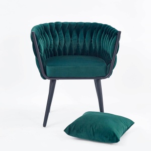 SCAUN CONFORTABIL AVATAR 2, VERDE INCHIS/NEGRU, TAPITERIE DIN CATIFEA SI PICIOARE DIN METAL, STIL MODERN - Img 4