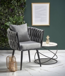 SCAUN CONFORTABIL AVATAR, GRI/NEGRU, TAPITERIE DIN STOFA SI PICIOARE DIN METAL, STIL MODERN - Img 1