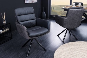 SCAUN CONFORTABIL, BIG GEORGE, PIELE NATURALA SI PICIOARE METAL, COD 43636, ROTATIV - Img 1