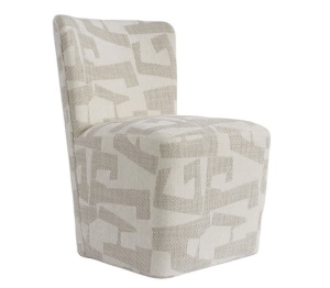 SCAUN CU ROTI LORAIN BEIGE GRAFFIC, S4774, CONFECTIONAT DIN PIELE ECOLOGICA, PLACAJ, LEMN DE PIN SI 100% POLIESTER, RICHMOND INTERIORS