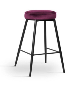 SCAUN DE BAR CIRCO 60, BORDO/NEGRU, STIL MODERN, CONFECTIONAT DIN METAL SI CATIFEA