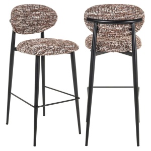 SCAUN DE BAR DANTES, 214152, CONFECTIONAT DIN POLIESTER, METAL SI SPUMA, MARON/NEGRU, STIL MODERN