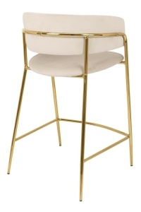 SCAUN DE BAR DELTA 65 BEJ/AURIU, CU TAPITERIE DIN VELUR, STIL MODERN - Img 3