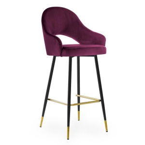 SCAUN DE BAR GODA 70, BORDO/AURIU/NEGRU, STIL MODERN