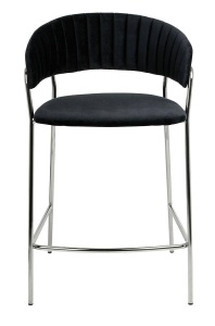 SCAUN DE BAR MARGO 65 NEGRU/CROM, CU TAPITERIE DIN CATIFEA, STIL MODERN - Img 2