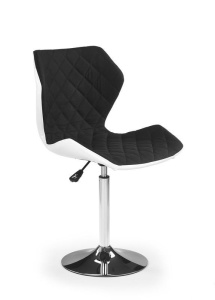 SCAUN DE BAR MATRIX 2, NEGRU/ALB/CROM, TAPITERIE DIN PIELE ECOLOGICA SI STOFA SI PICIOR DIN METAL, STIL MODERN - Img 1