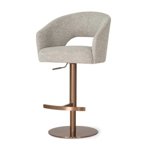 SCAUN DE BAR PIVOTANT, INES SUPREME PUMP, MARO AURIU/CREM, TAPITERIE DIN TEXTIL, SPUMA, ARCURI SI METAL, STIL MODERN