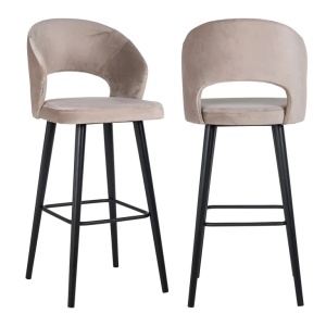 SCAUN DE BAR SAVOY KAKI/NEGRU, S4562, CONFECTIONAT DIN SPUMA, LEMN SI 100% POLIESTER, RICHMOND INTERIORS