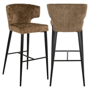 SCAUN DE BAR TAYLOR BRANDY FUSION, 213631, CONFECTIONAT DIN POLIESTER, METAL SI SPUMA, MARO/NEGRU, STIL MODERN
