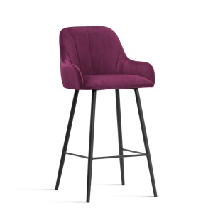 SCAUN DE BAR TULIP 60, BORDO/NEGRU, STIL MODERN, CONFECTIONAT DIN METAL SI CATIFEA
