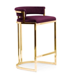 SCAUN DE BAR VEGAS 78, BORDO/AURIU, CU TAPITERIE DIN CATIFEA