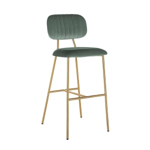 SCAUN DE BAR XENIA JADE 79 VERDE/AURIU, CU TAPITERIE DIN CATIFEA, B2 - Img 1