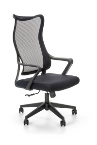 SCAUN DE BIROU LORETO, NEGRU/NEGRU, TAPITERIE DIN TEXTIL/PLASA SI PICIOARE DIN METAL, STIL MODERN - Img 1