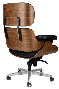 SCAUN DE BIROU LOUNGE, PIELE NATURALA ITALIANA SI LEMN DE NUC, CULOARE NEGRU/NUC, STIL EAMES - Img 10