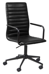 SCAUN DE BIROU WINSLOW, NEGRU, DIN PIELE ECOLOGICA SI METAL, STIL MODERN, B2 - Img 2