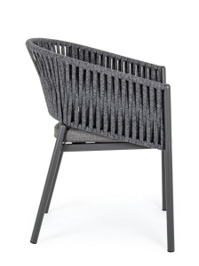 SCAUN DE GRADINA FLORENCIA GRI INCHIS, CONFECTIONAT DIN ALUMINIU, FRANGHIE SI TEXTIL, STIL MODERN - Img 2