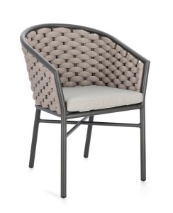SCAUN DE GRADINA MARGALIDA, ANTRACIT/BEJ, CONFECTIONAT DIN ALUMINIU, TEXTIL SI POLIESTER, STIL MODERN
