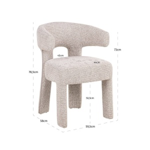 SCAUN DINIG NERIO NATURAL FANCY, 214143, CONFECTIONAT DIN POLIESTER, METAL SI SPUMA, BEJ, STIL MODERN - Img 6