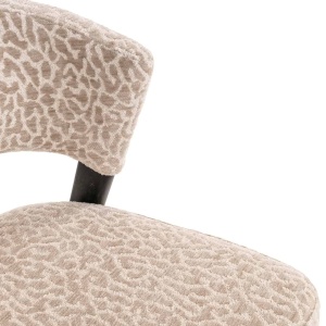 SCAUN DINIG ZENO BEIGE LEOPARD, 214148, CONFECTIONAT DIN POLIESTER, METAL SI SPUMA, BEJ/NEGRU, STIL MODERN - Img 5