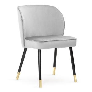 SCAUN DINING AINE PLUS, GRI/NEGRU/AURIU, TAPITERIE DIN CATIFEA SI PICIOARE DIN LEMN, STIL MODERN