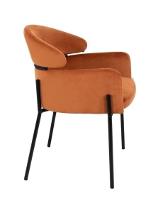 SCAUN DINING ALEXIA, CU TAPITERIE DIN CATIFEA, PORTOCALIU/NEGRU, STIL MODERN - Img 2