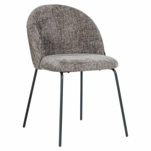 SCAUN DINING ALYSSA, GRI/NEGRU, TAPITERIE DIN STOFA SI PICIOARE DIN METAL, STIL MODERN B2