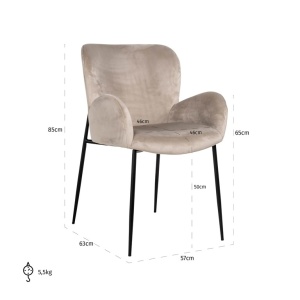 SCAUN DINING AMBER KAKI VELVET 903, S4746, CONFECTIONAT DIN 100% POLIESTER, SPUMA SI METAL, RICHMOND INTERIORS - Img 3