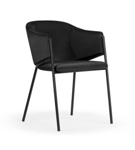 SCAUN DINING ANTALA, NEGRU/NEGRU, TAPITERIE DIN CATIFEA SI PICIOARE DIN METAL, STIL MODERN, ATR