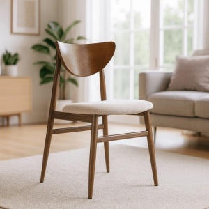 SCAUN DINING, ARTIM MEBLE, REALIZAT DIN METAL, LEMN SI TEXTIL, CULOARE NUC/CREM, STIL MODERN