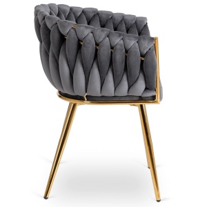 SCAUN DINING, ARTIM MEBLE, REALIZAT DIN METAL SI CATIFEA, CULOARE GRI/AURIE, STIL MODERN - Img 4