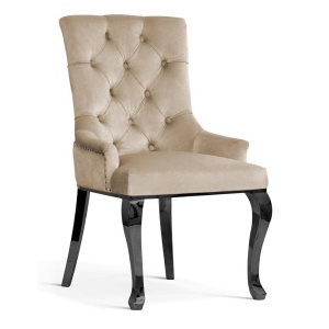 SCAUN DINING AUGUST GLAMOUR, BEJ/NEGRU, STIL CHESTERFIELD