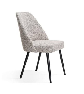 SCAUN DINING BOSFOR PLUS, BEJ/NEGRU, TAPITERIE DIN STOFA SI PICIOARE DIN LEMN, STIL MODERN