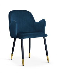 SCAUN DINING CAMEL ALBASTRU/NEGRU/AURIU TAPITERIE DIN CATIFEA STIL MODERN