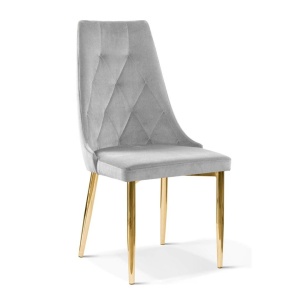SCAUN DINING CAREN II , GRI/AURIU, TAPITERIE DIN CATIFEA SI PICIOARE DIN METAL, STIL MODERN, ATR