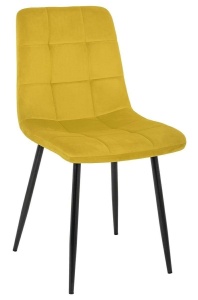 SCAUN DINING CARLO, DIN METAL SI CATIFEA, GALBEN MUSTAR/NEGRU, STIL MODERN - Img 2