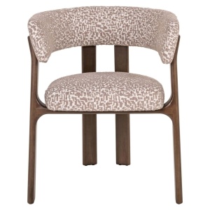SCAUN DINING CONTIGO NATURAL GEO, 214062, CONFECTIONAT DIN POLIESTER, LEMN MASIV SI SPUMA, BEJ/MARO, STIL MODERN - Img 3